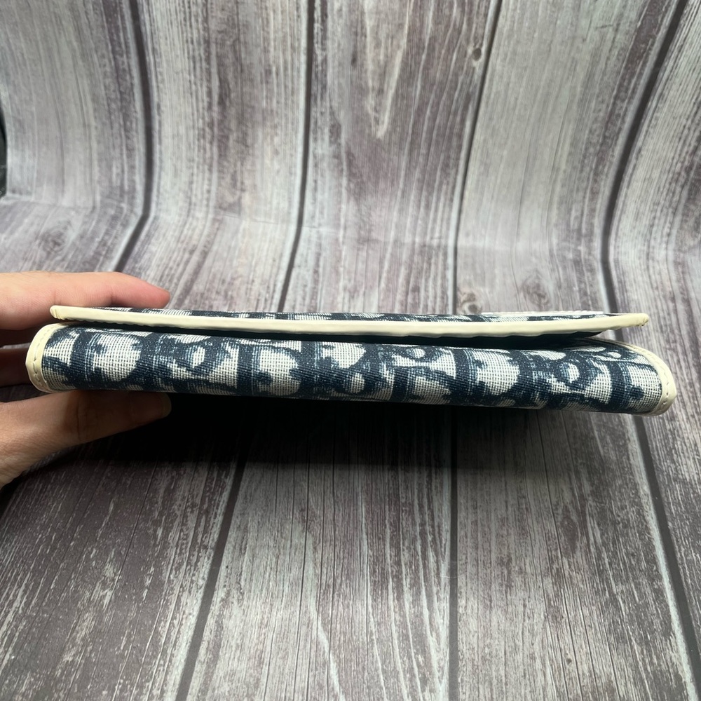DIOR VTG Y2K Trotter Long Bifold Wallet Navy Blue & White #1 Vintage - Picture 7 of 15